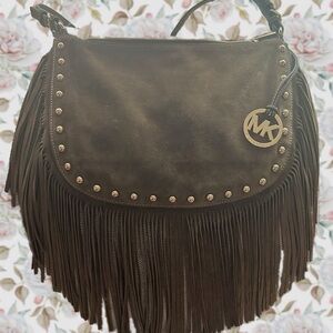 Michael Kors Suede Studded Fringe Shoulder Bag
